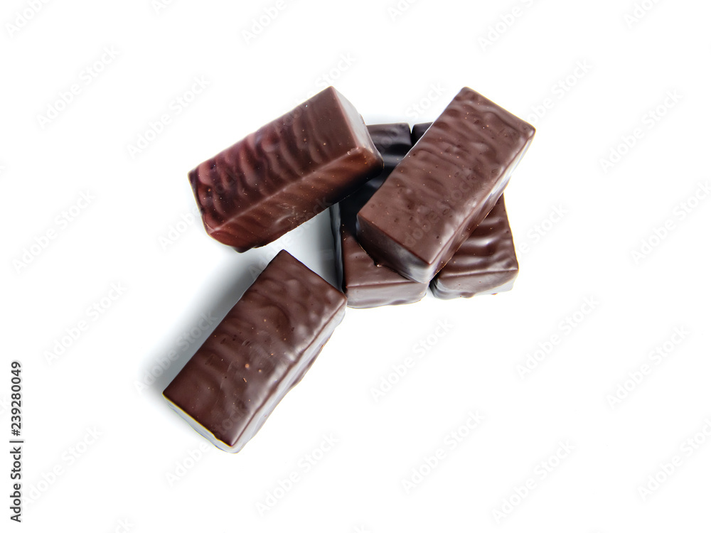 Fototapeta premium Chocolate candies isolated on white background.