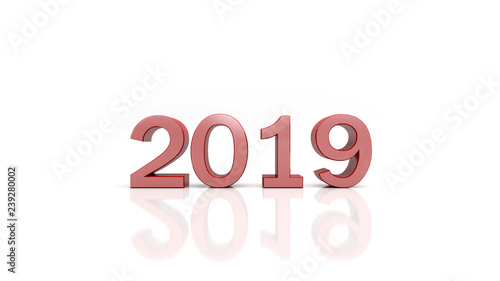 2019 red color New Year on the white Background Minimal Style