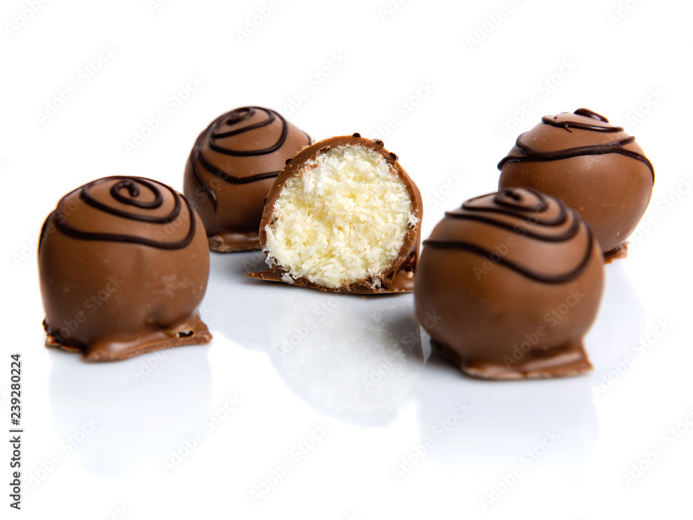Chocolate candies isolated on white background. Chocolate candies isolated on white background.