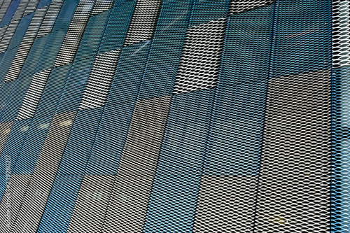 Wall Mural Abstract close-up view of modern aluminum ventilated on facade