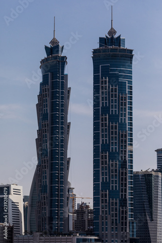 DUBAI  UAE - NOVEMBER 18  Modern buildings in Dubai Marina in the city of artificial channel length of 3 kilometers along the Persian Gulf.