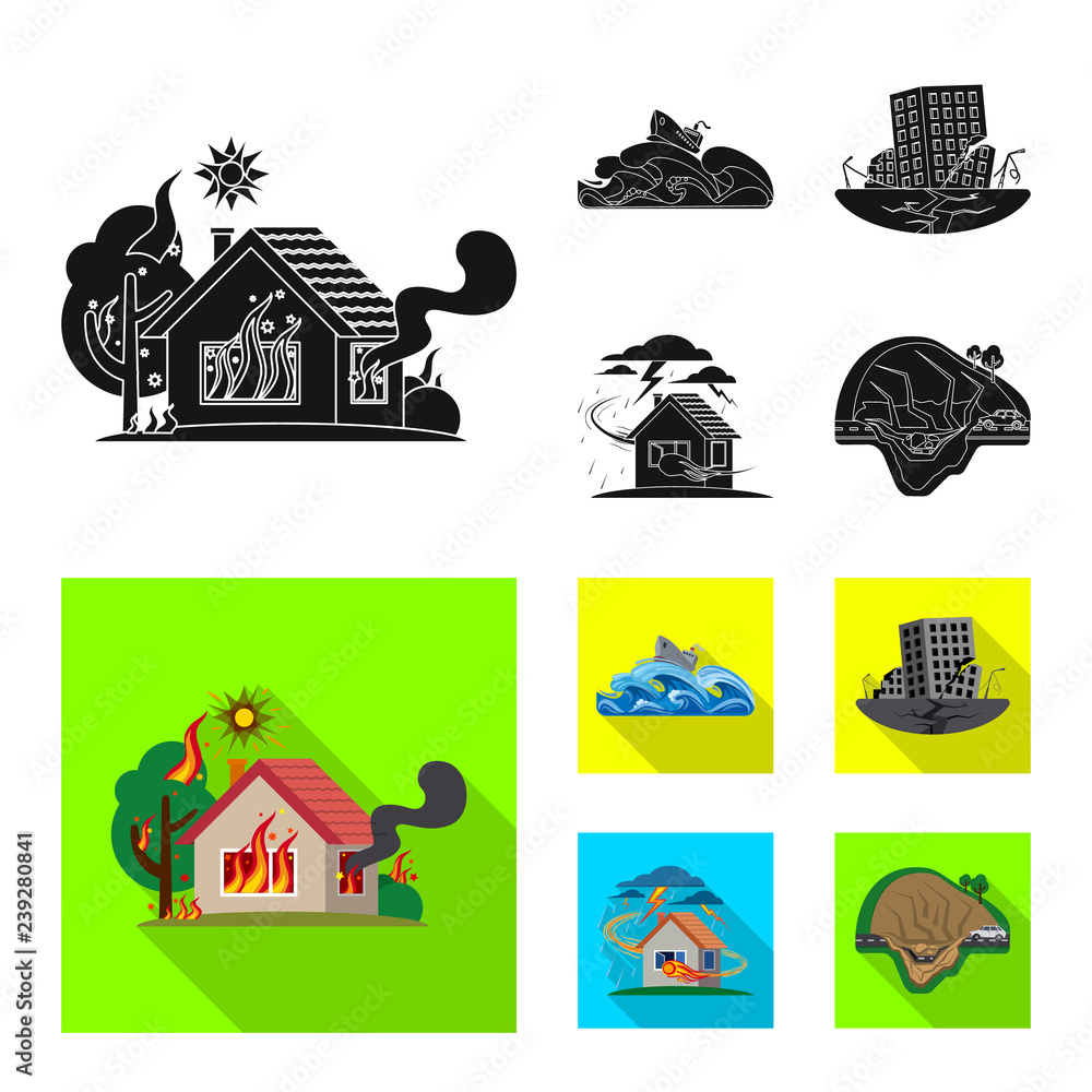 Isolated object of natural and disaster icon. Collection of natural and risk stock symbol for web.