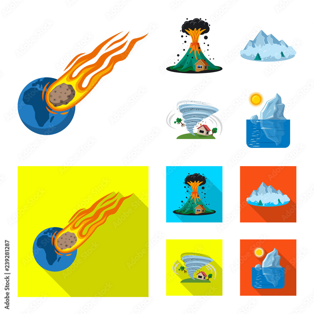 Vector illustration of natural and disaster logo. Set of natural and risk stock vector illustration. Vector illustration of natural and disaster logo. Set of natural and risk stock vector illustration.