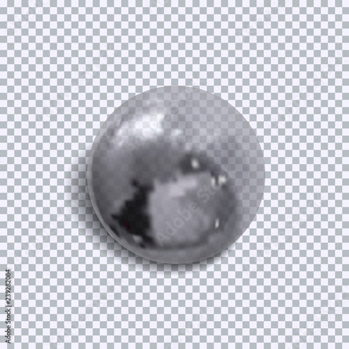Vector Isolated Transparent Bubble, Realistic Illustration, Monochrome Sphere.