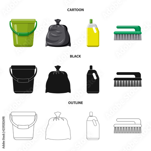 Isolated object of cleaning and service icon. Set of cleaning and household stock vector illustration.