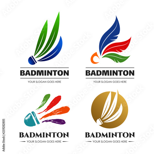 badminton shuttlecock logo icon symbol design