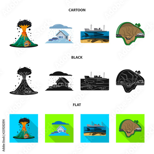 Vector illustration of natural and disaster symbol. Set of natural and risk stock vector illustration.