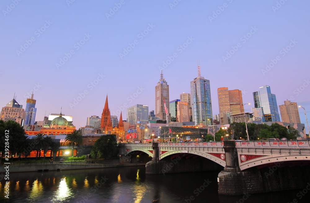 Night cityscape Melbourne Australia
