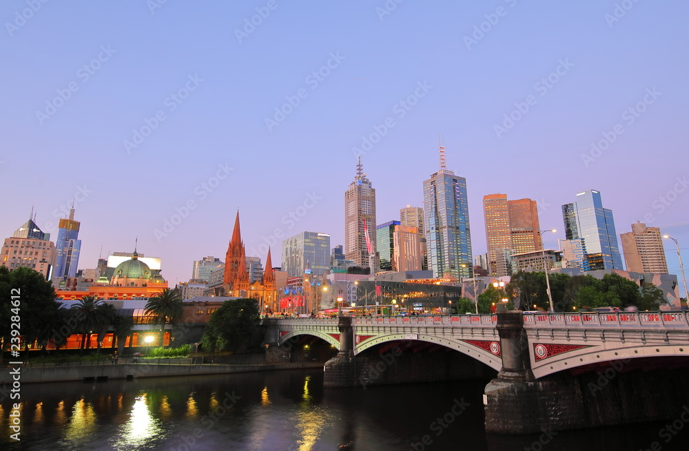 Fototapeta premium Night cityscape Melbourne Australia