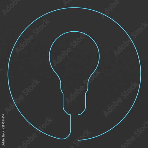 Light bulb. Icon on a dark background. Idea sign, solution, thinking concept. 3D rendering.