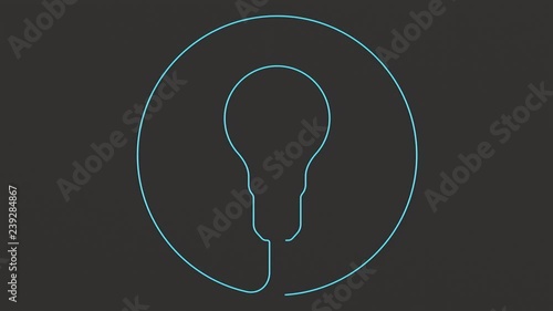 Light bulb. Icon on a dark background. Idea sign, solution, thinking concept. 3D rendering.