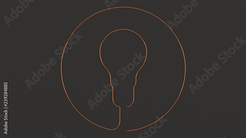Light bulb. Icon on a dark background. Idea sign, solution, thinking concept. 3D rendering.