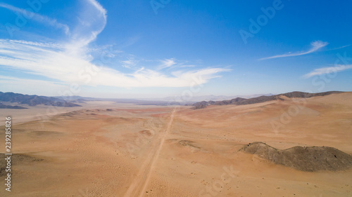 aerial view of desert landscape of the Atacama Region  Chile. you can see the great extent of the desert