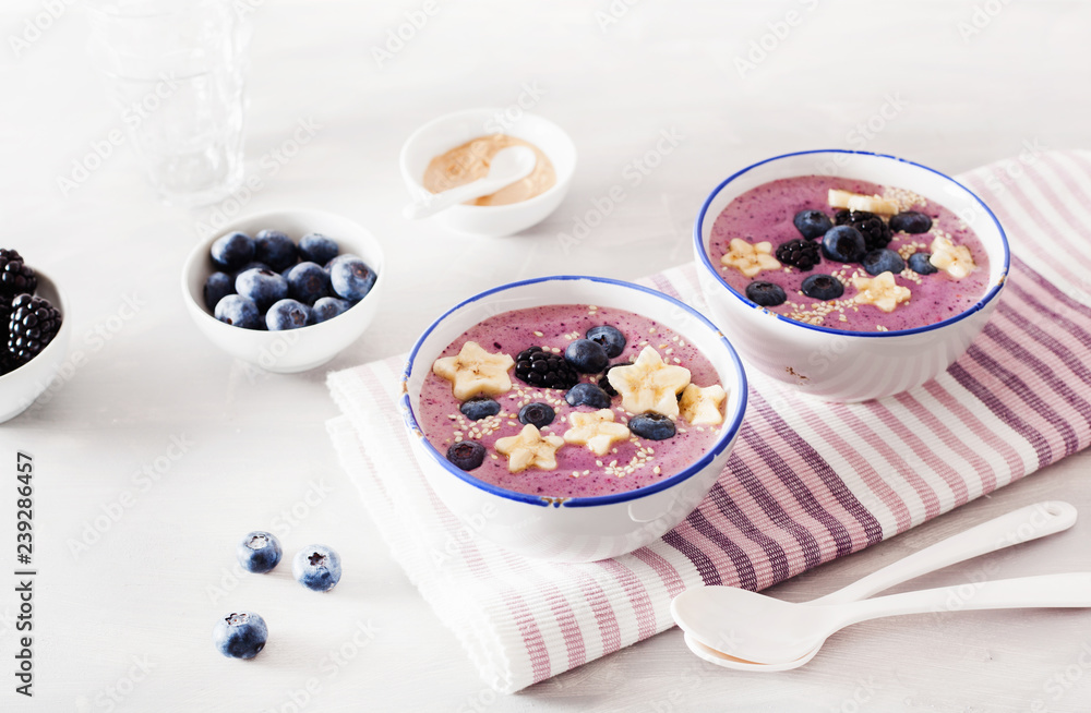 healthy berry smoothie bowl with banana and sesame seed healthy berry smoothie bowl with banana and sesame seed