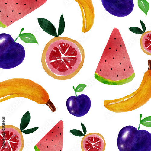 Fototapeta Naklejka Na Ścianę i Meble -  watercolor fruit art background design