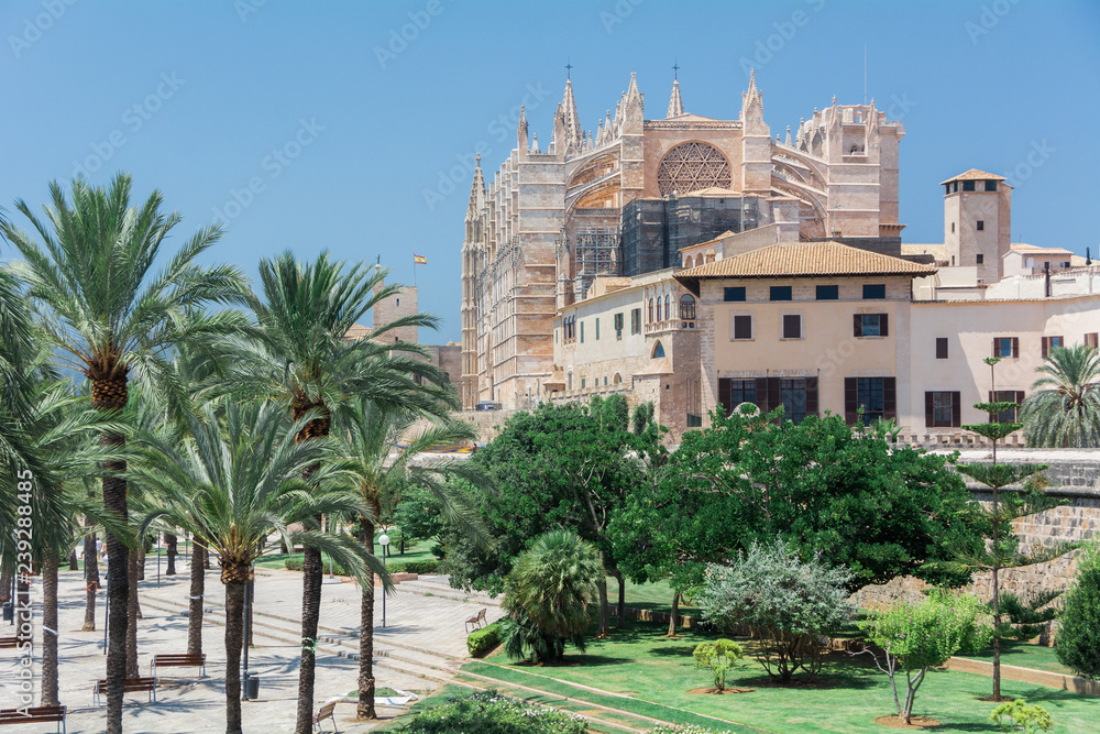 Palma de Mallorca, Balearic Islands, Spain - July 21, 2013: Cathedral of St. Mary of Palma (Cathedral de Santa Maria de Palma de Mallorca)