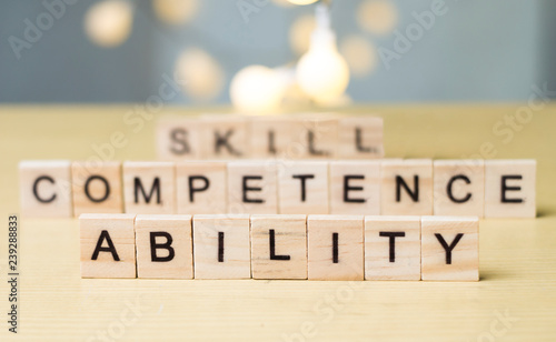 Skill Ability Competence, Business Words Quotes Concept photo