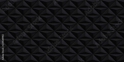 Volume realistic vector black texture, geometric seamless tiles pattern, design dark background for you projects 