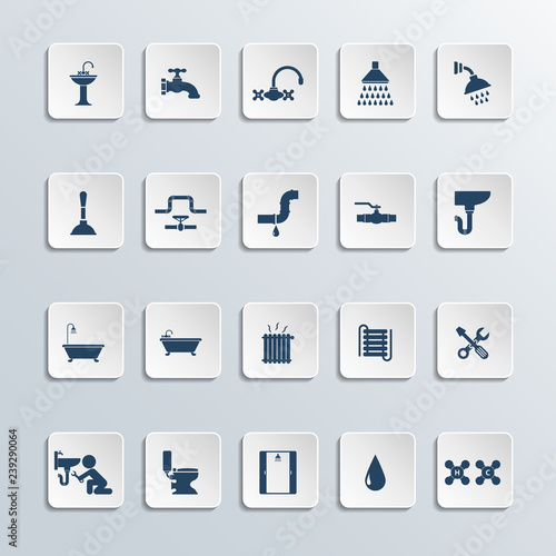 Vector plumbing icons set 
