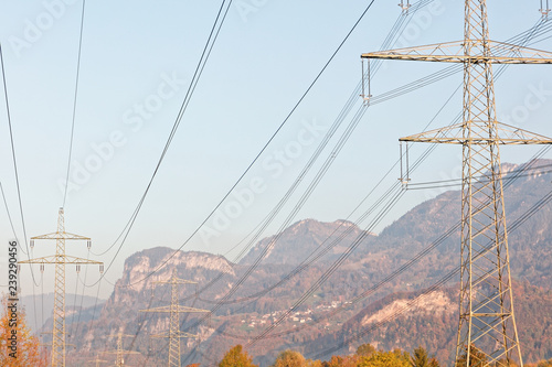 Autumnal view of Rhine valley with Karren mountain in background