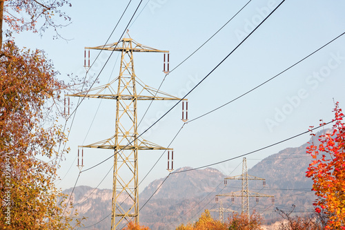 Autumnal view of Rhine valley with Karren mountain in background