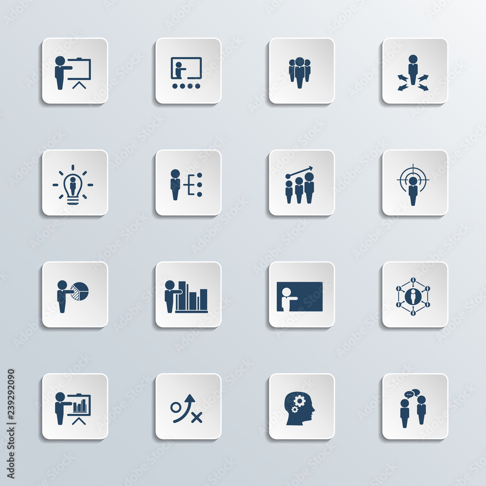 Training. Business training vector icon set. Training. Business training vector icon set.