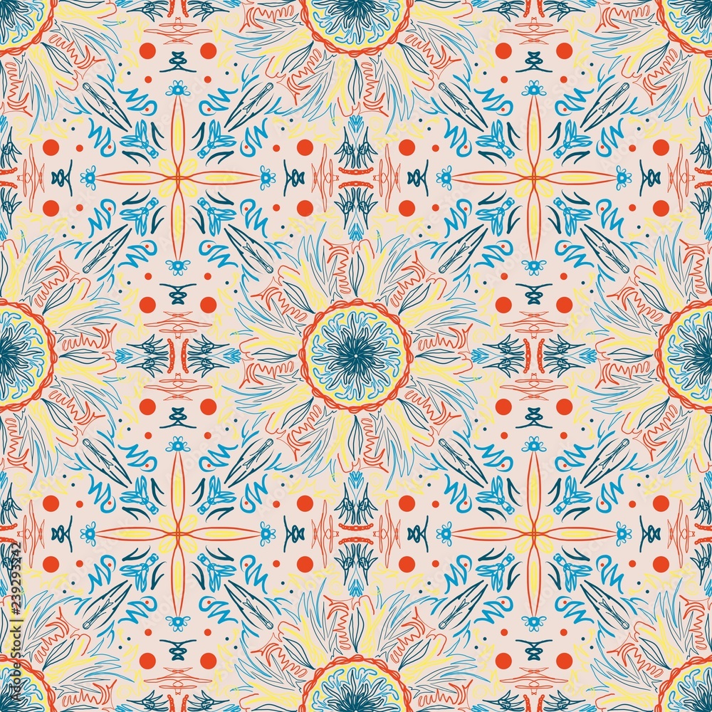 Ornamental abstract mosaic tile. Seamless repeating pattern for graphic designs, wallpapers, scrapbooking, textiles, stationery, home decor, as a background or texture. Ornamental abstract mosaic tile. Seamless repeating pattern for graphic designs, wallpapers, scrapbooking, textiles, stationery, home decor, as a background or texture.