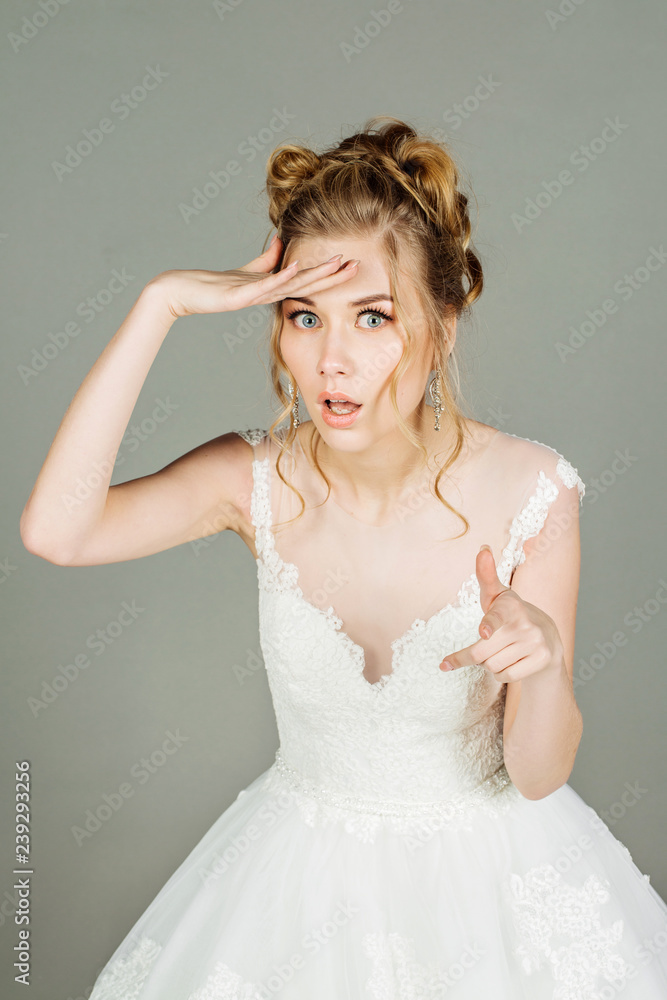 Young bride. Emotions facial expression feeling body language. Young bride. Emotions facial expression feeling body language.