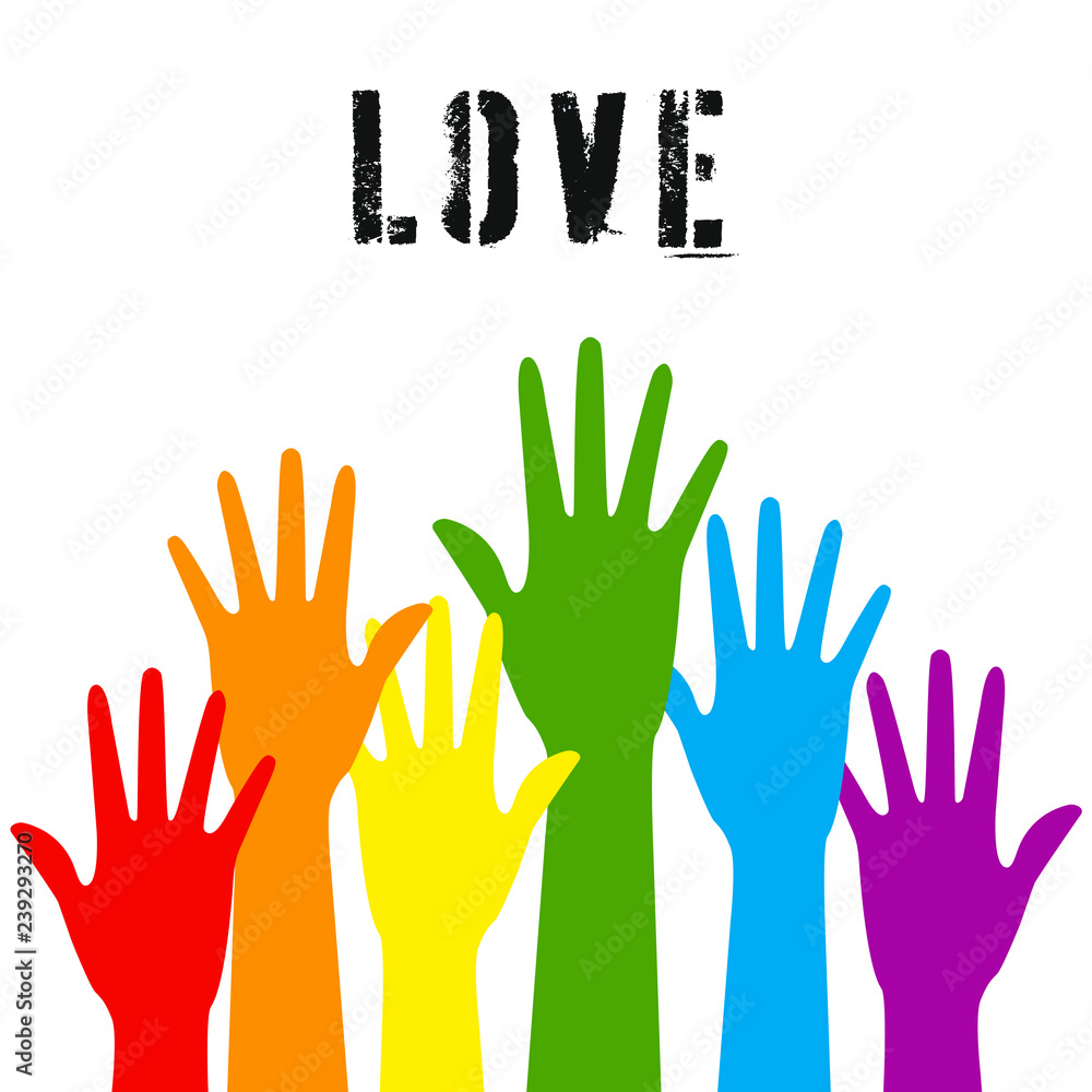 LGBT rainbow hands, symbol of love LGBT rainbow hands, symbol of love