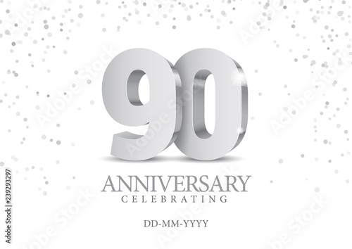 Anniversary 90. silver 3d numbers.