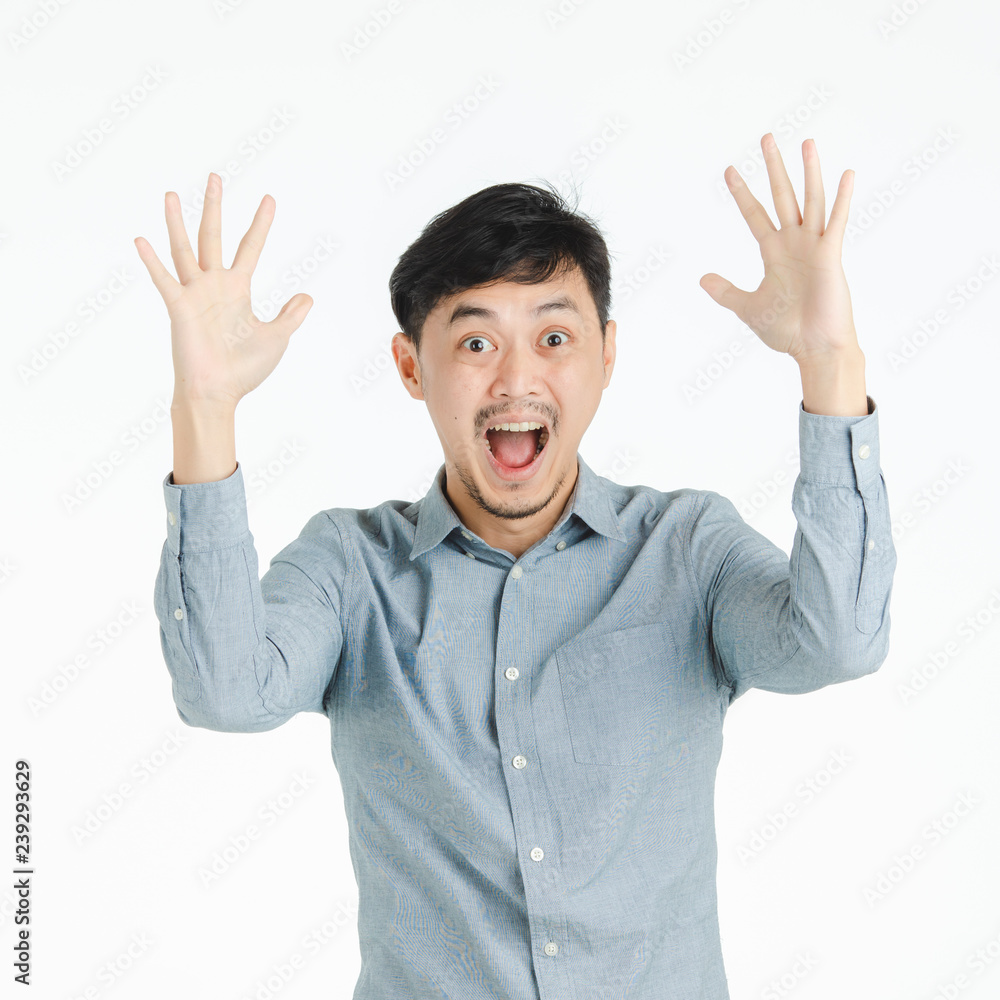 Happy man excited surprised smile. Happy man excited surprised smile.