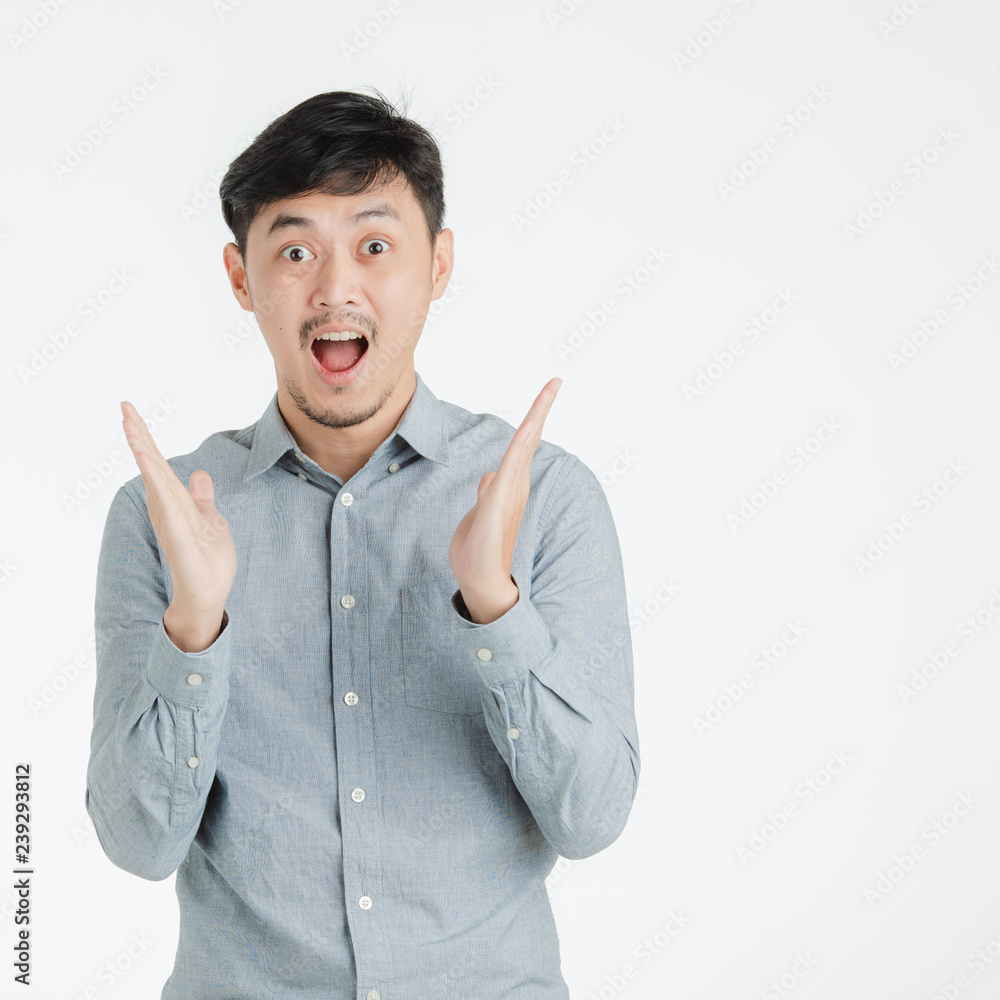 Happy man excited surprised smile. Happy man excited surprised smile.