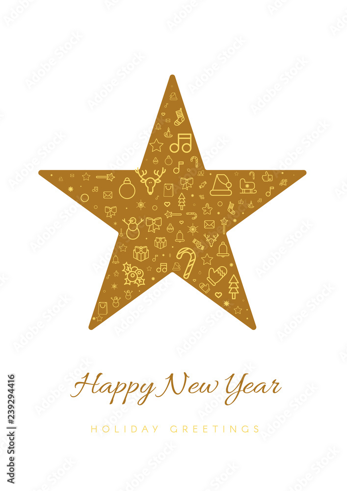 Obraz premium Happy New Year greeting card vector template