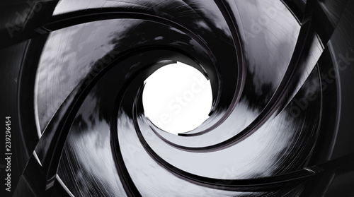 View Through the Gun Barrel. Clipping path. 3D illustration photo