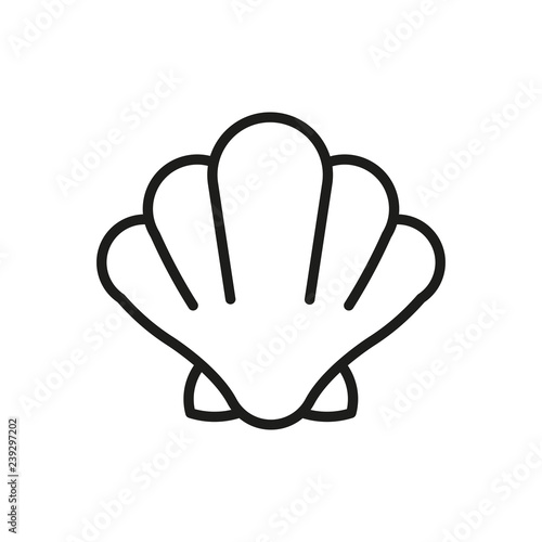 Shellfish outline icon, clam shell product symbol, healthy food vector sign isolated on white background. seafood icon