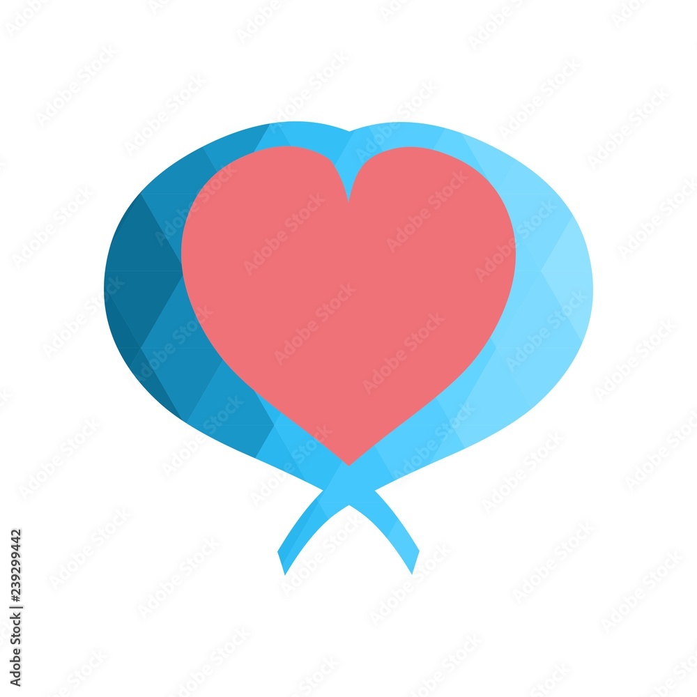 Geomatric hearts love vector icon. Heart icon set vector. Blue low poly style. - Vector