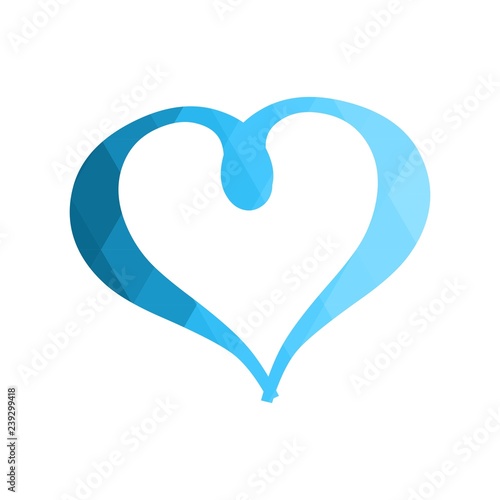 Geomatric hearts love vector icon. Heart icon set vector. Blue low poly style. - Vector