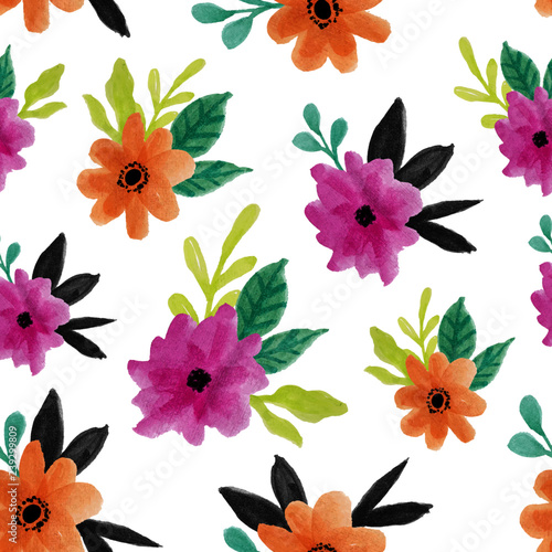 Fototapeta Naklejka Na Ścianę i Meble -  watercolor floral flower art seamless pattern design