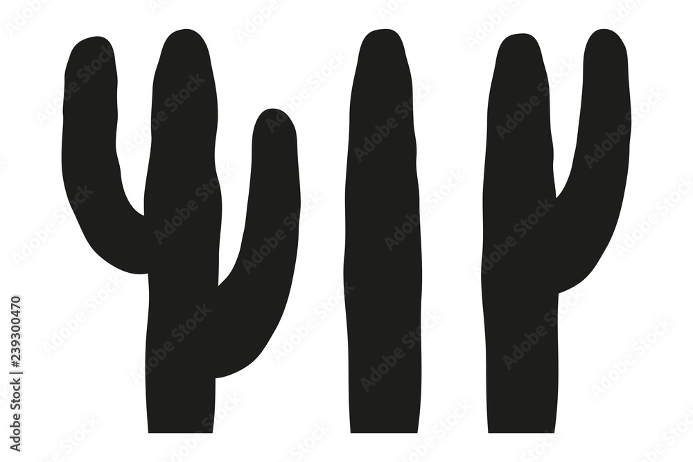 Black and white mexican cactus silhouette set. Black and white mexican cactus silhouette set.