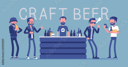 Craft beer store bar and male visitors