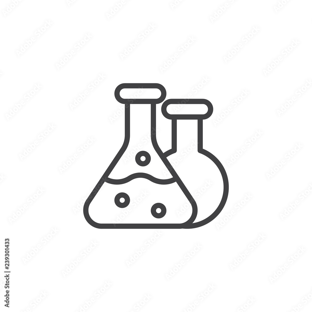 Chemical flask outline icon. linear style sign for mobile concept and web design. Laboratory test tubes simple line vector icon. Science symbol, logo illustration. Pixel perfect vector graphics Chemical flask outline icon. linear style sign for mobile concept and web design. Laboratory test tubes simple line vector icon. Science symbol, logo illustration. Pixel perfect vector graphics