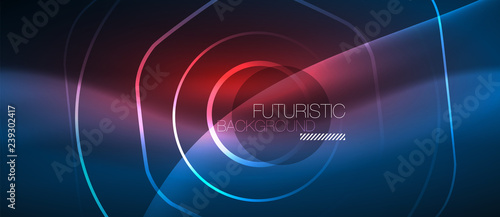 Neon glowing lines, magic energy space blue light concept, abstract background wallpaper design