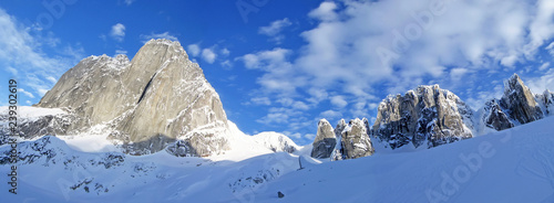 The Bugaboo Spires Mountains, a mountain range in the Purcell Mountains, Bugaboo Provincial Park, Britisch Columbia photo