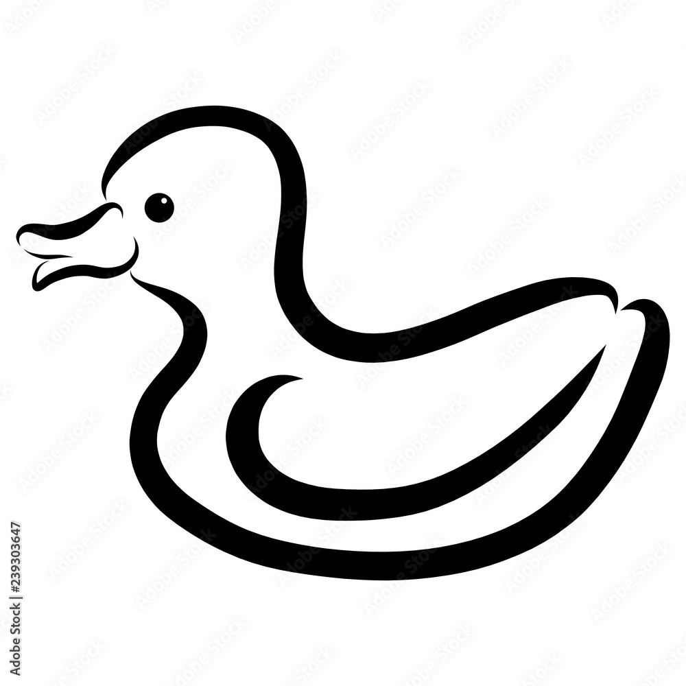 cute duck, black outline, toy or animal cute duck, black outline, toy or animal