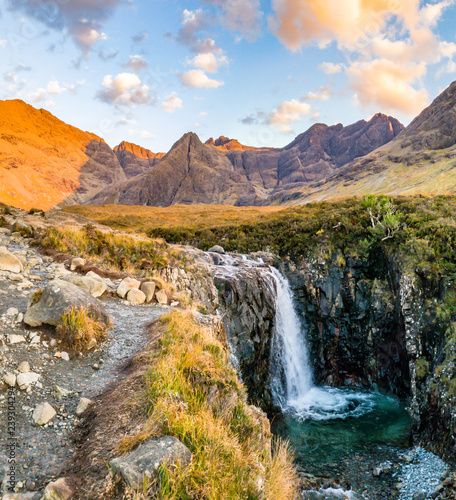 The Fairy Pools in front of the Black Cuillin Mountains on the Isle of Skye - Scotland
