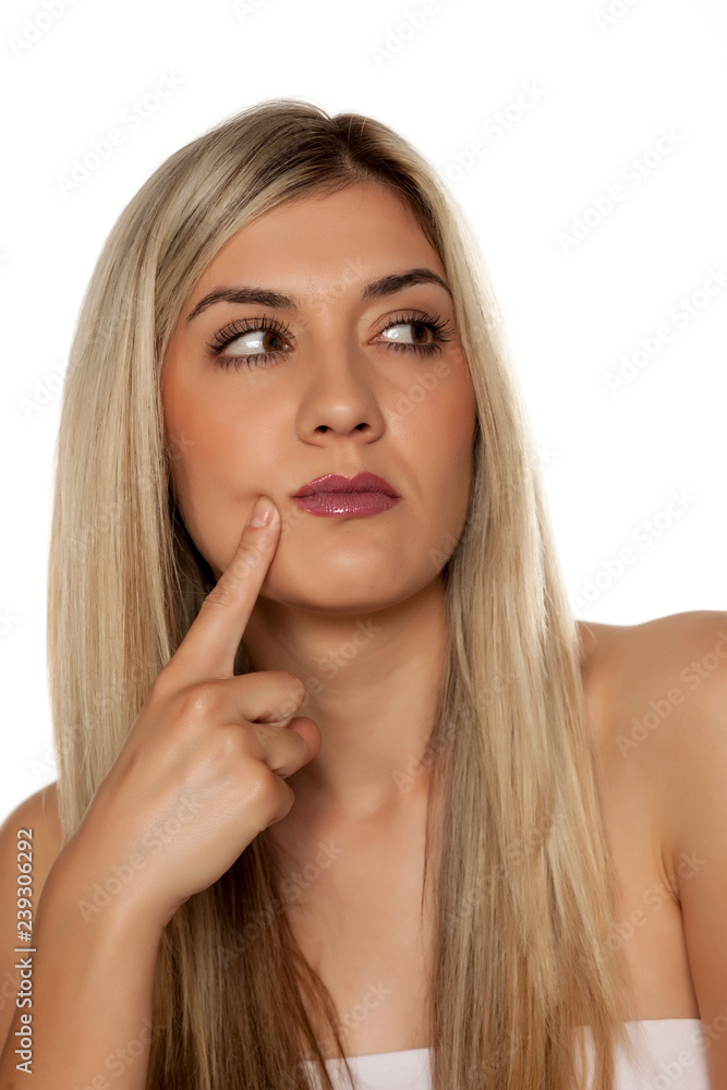 Portrait of young envi woman on white background Portrait of young envi woman on white background