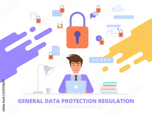 GDPR - General Data Protection Regulation Flat vector illustration