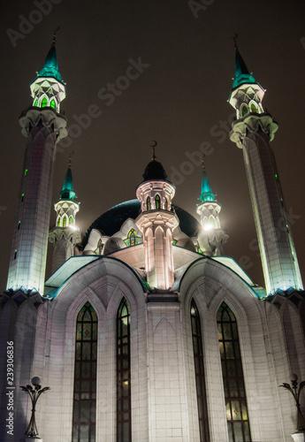 Qul Sharif mosque in Kazan Kremlin decorated in night - Kazan, Russia photo