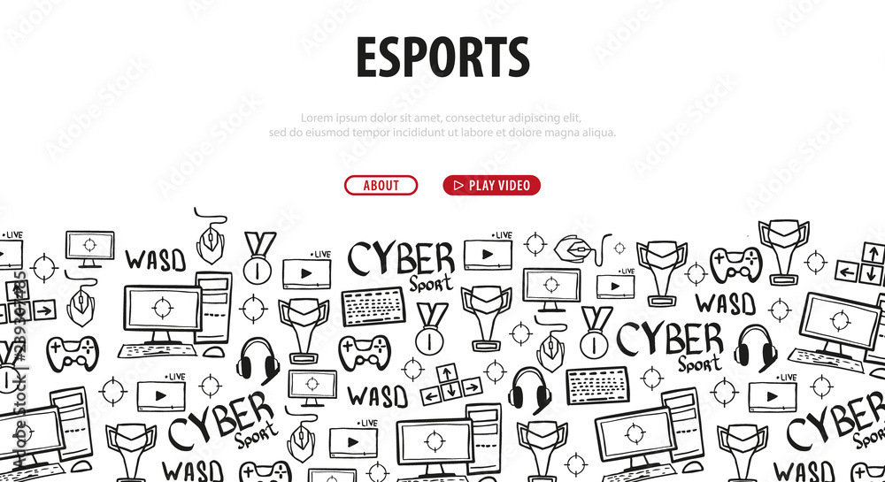 Cyber Sport banner. Esports Gaming. Video Games. Live streaming game match. Vector illustration.