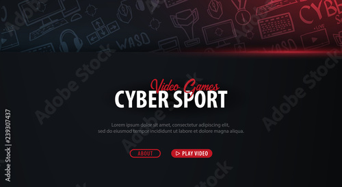 Cyber Sport banner. Esports Gaming. Video Games. Live streaming game match. Vector illustration.